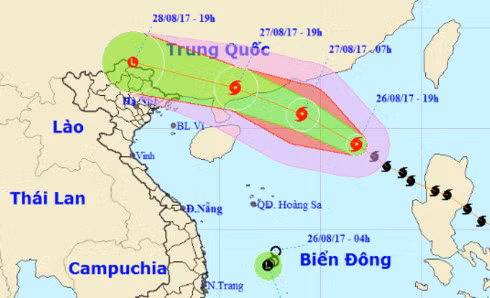 Dự báo hướng di chuyển của bão số 7