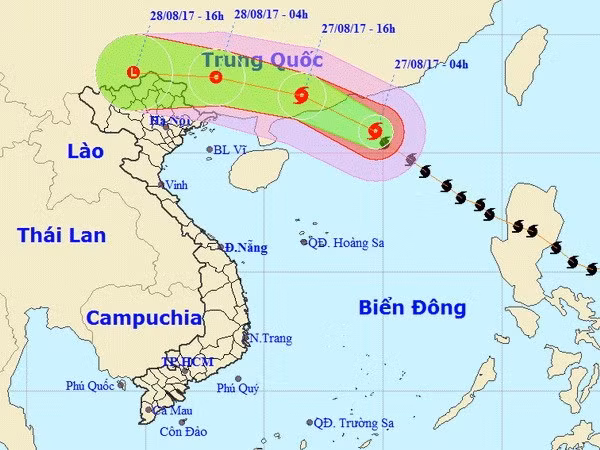 Vị trí và đường đi của bão số 7. (Nguồn: nchmf.gov.vn)