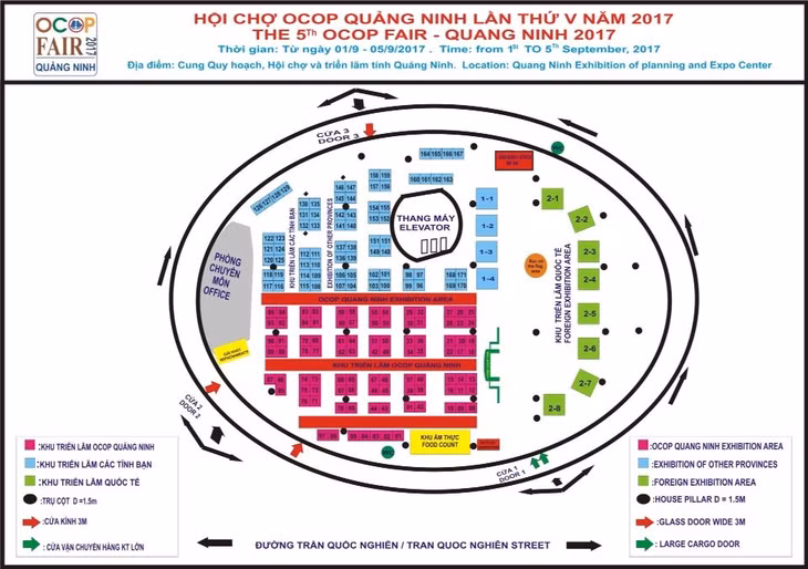 Sơ đồ bố trí các gian hàng tại Hội chợ OCOP Quảng Ninh lần thứ V năm 2017