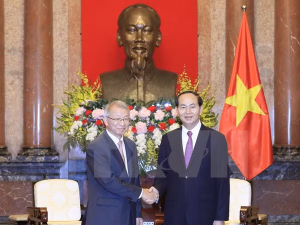 Chủ tịch nước Trần Đại Quang tiếp Chánh án Toà án tối cao Hàn Quốc Yang Sung Tae nhân chuyến thăm và làm việc tại Việt Nam. (Ảnh: Nhan Sáng/TTXVN)