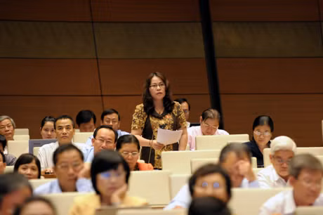  Đại biểu Ngô Thị Minh, Phó Chủ nhiệm Ủy ban Văn hóa, Giáo dục, Thanh, Thiếu niên và Nhi đồng của Quốc hội phát biểu thảo luận. 