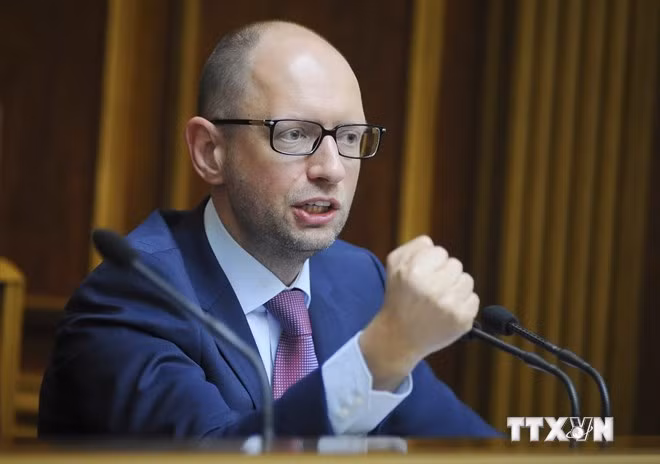 Thủ tướng Ukraine Arseniy Yatsenyuk trong phiên họp Quốc hội ngày 14/8. (Nguồn: AFP/TTXVN)