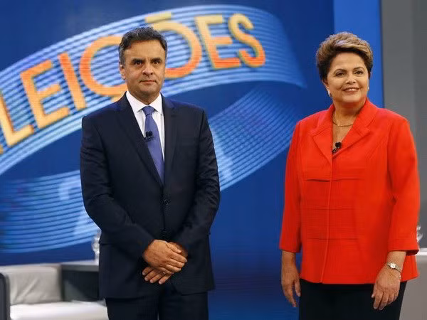 Bà Rousseff và ông Neves tại cuộc tranh luận trên truyền hình cuối cùng trước cuộc bầu cử vòng hai. (Nguồn: Reuters)