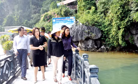 Phó Chủ tịch UBND tỉnh Vũ Thị Thu Thuỷ, cùng đoàn công tác của tỉnh kiểm tra các tuyến, điểm tham quan trên Vịnh Hạ Long trước ngày diễn ra Lễ kỷ niệm 20 năm Vịnh Hạ Long được công nhận là Di sản thiên nhiên thế giới.
