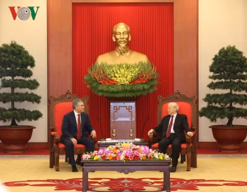 Tổng Bí thư, Chủ tịch nước Nguyễn Phú Trọng đánh giá cao ý nghĩa chuyến thăm của Chủ tịch Duma Quốc gia Nga.