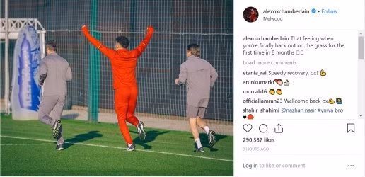  Oxlade-Chamberlain đã phải rời xa sân cỏ trong suốt 8 tháng qua.