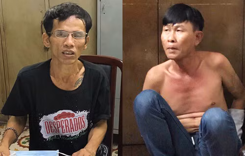 Hai tên trộm tại cơ quan điều tra. Ảnh: Quốc Thắng.