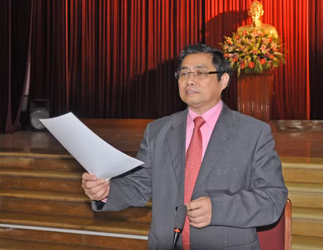 Đồng chí Bí thư Tỉnh uỷ Phạm Minh Chính phát biểu tại hội nghị.