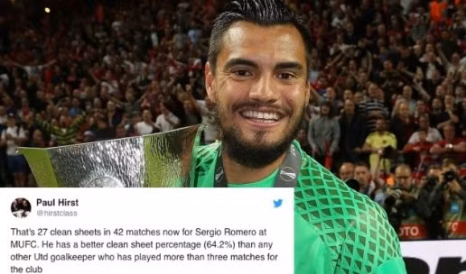  Romero là thủ môn xuất sắc nhất lịch sử Man Utd theo thống kê.