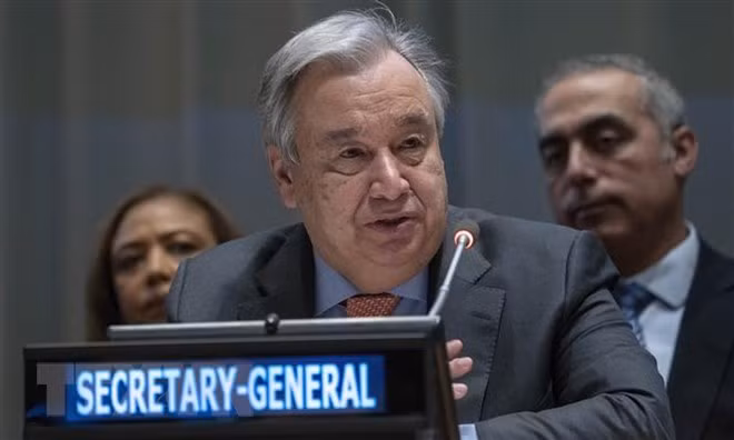 Tổng Thư ký Liên hợp quốc Antonio Guterres tại cuộc họp ở New York, Mỹ. (Nguồn: AFP/TTXVN)