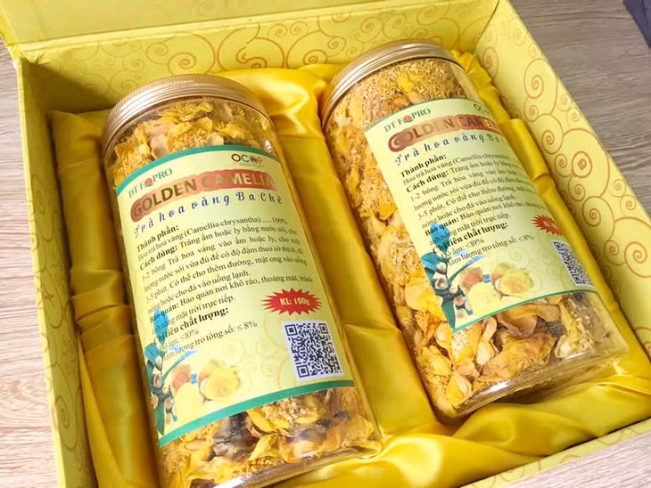Sản phẩm trà hoa vàng Ba Chẽ được đóng gói đẹp mắt