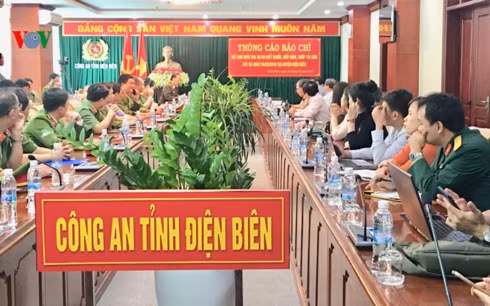 Công an tỉnh Điện Biên tổ chức công bố thông tin về vụ án (Ảnh: Vũ Lợi)