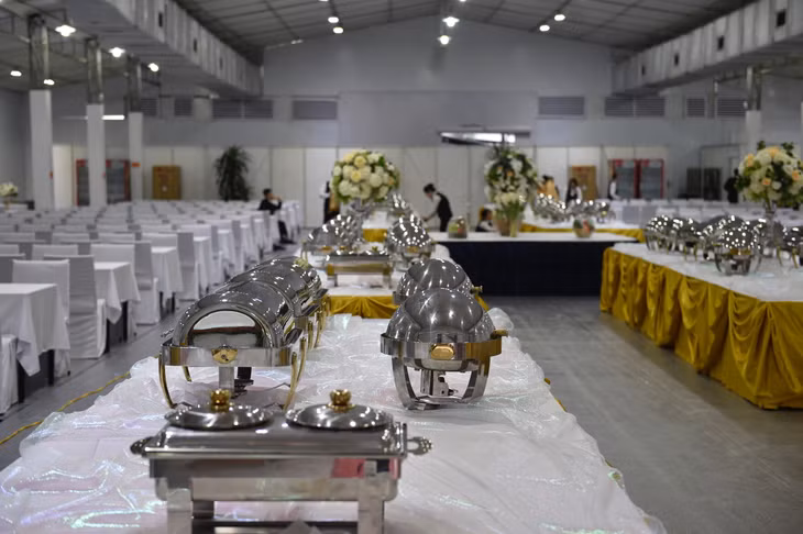 Khu nhà ăn phục vụ phóng viên. Ảnh VGP/Nhật Bắc