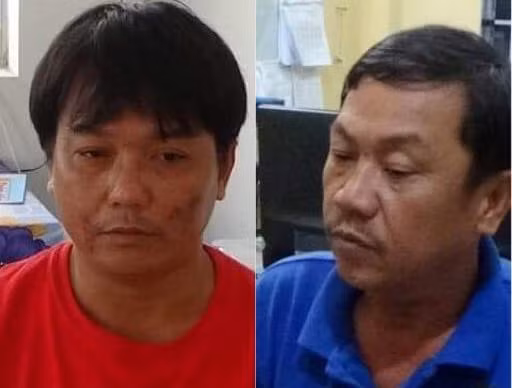 Lộc và Hùng (từ trái qua) bị bắt giữ để điều tra. Ảnh: Công an cung cấp.
