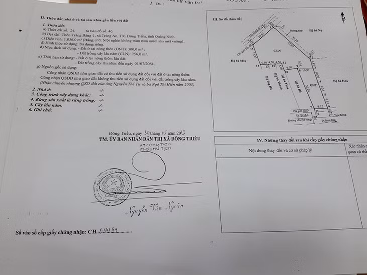 Hộ ông Triệu đã được cấp lại GCNQSDĐ đảm bảo quy định.