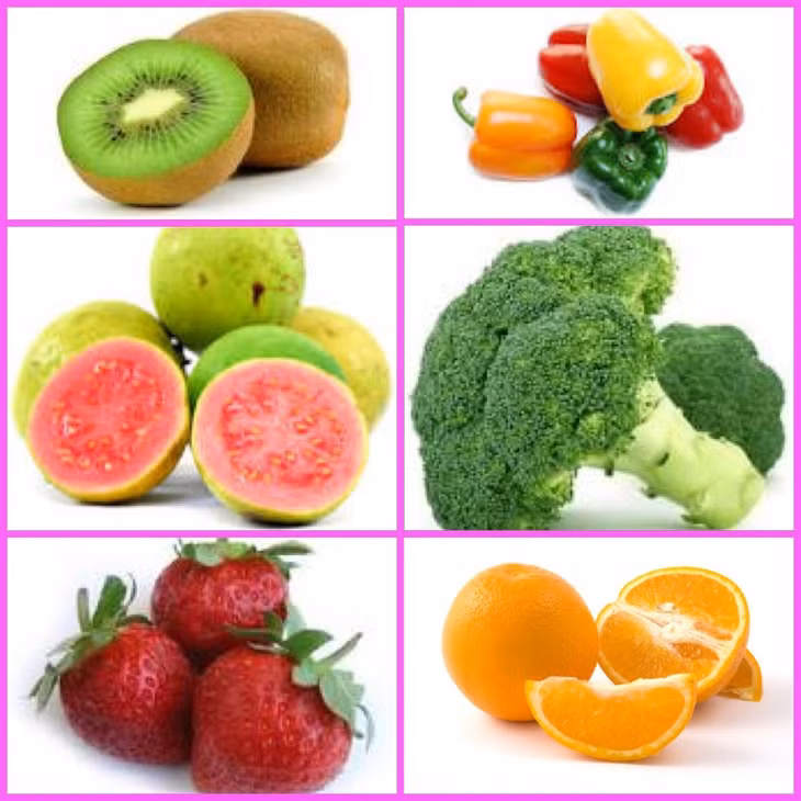 Vitamin C có nhiều trong súp lơ, ớt và các loại quả cam, ổi, dâu tây...