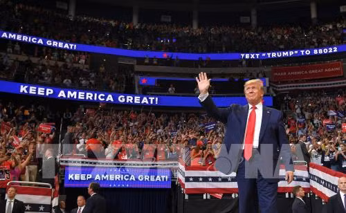 Tổng thống Mỹ Donald Trump trong chiến dịch vận động tái tranh cử tổng thống tại Orlando, Florida, Mỹ ngày 18/6. Ảnh: AFP/TTXVN 