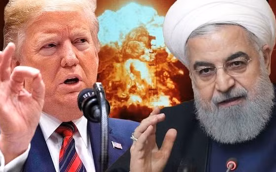 Tổng thống Mỹ Trump (trái) và Tổng thống Iran Rouhani. Ảnh: Daily Express.