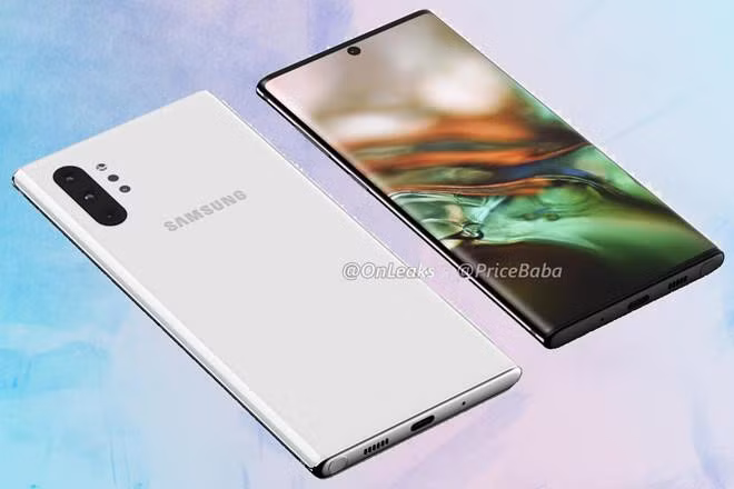Galaxy Note 10 có thể không được trang bị jack cắm tai nghe 3,5 mm. Ảnh: Onleaks.