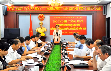 Đồng chí Đỗ Thị Hoàng, Phó Bí thư Thường trực Tỉnh ủy, Trưởng Đoàn ĐBQH tỉnh chủ trì hội nghị