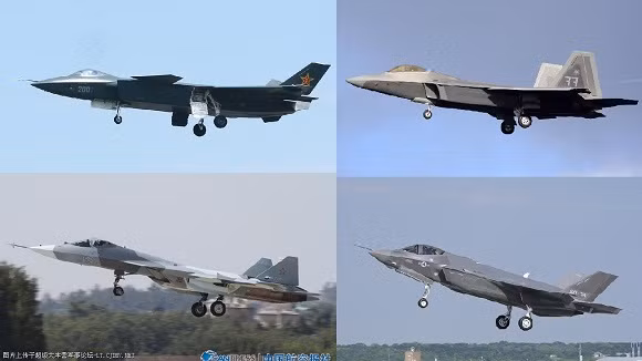 Hình ảnh so sánh cho thấy, J-20 của Trung Quốc hơi khác so với T-50 của Nga nhưng rất giống F-35 và F-22 của Mỹ