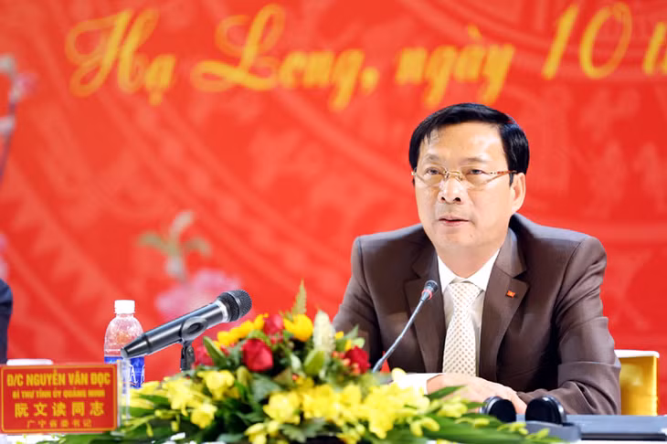 Bí thư Tỉnh ủy Quảng Ninh Nguyễn Văn Đọc phát biểu chào mừng Hội đàm gặp gỡ đầu Xuân 2017.
