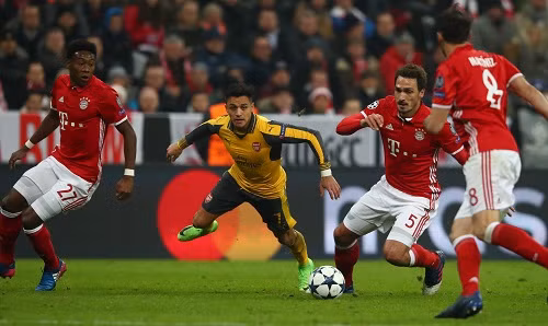 Bàn gỡ hòa của Sanchez không giúp Arsenal kiếm được một kết quả có lợi trên sân Bayern. Ảnh: Reuters