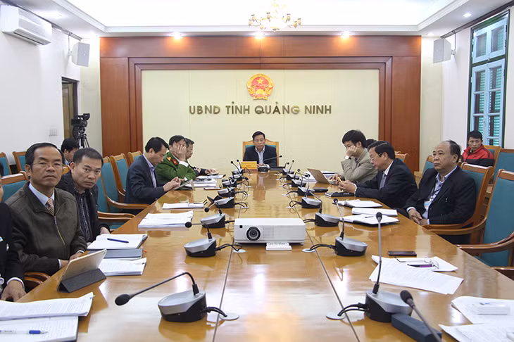 Quang cảnh hội nghị tại điểm cầu Quảng Ninh