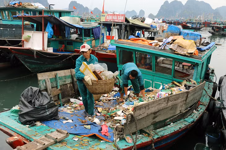 Hoạt động của các tàu thu gom rác trên vịnh đang phát huy tốt hiệu quả bảo vệ môi trường Vịnh Hạ Long ngày càng xanh - sạch - đẹp.