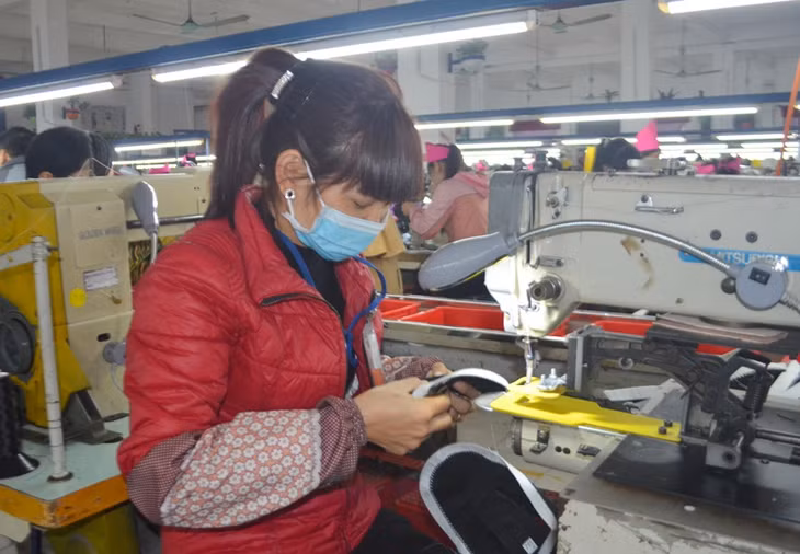 Công nhân làm việc tại phân xưởng truyền may Công ty TNHH Everbest Việt Nam (TP Cẩm Phả)