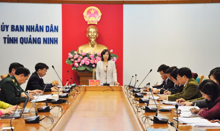 Đồng chí Vũ Thị Thu Thủy, Phó Chủ tịch UBND tỉnh phát biểu tại hội nghị.