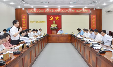 Phó Chủ tịch UBND tỉnh Nguyễn Văn Thành báo cáo tình hình KT-XH tại hội nghị.