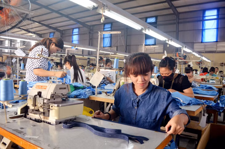 Một ca sản xuất của nữ công nhân Phân xưởng may (Công ty CP May Quảng Ninh).