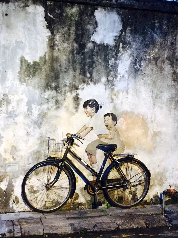 Một trong những bức tranh tường nổi tiếng nhất ở thành phố Penang.