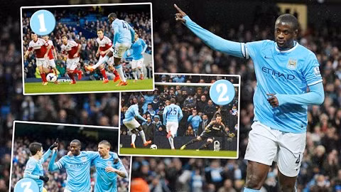 Toure vừa lập hat-trick vào lưới Fulham