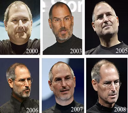 Hình ảnh Steve Jobs thay đổi trong những năm gần đây. Ảnh: Dailymail