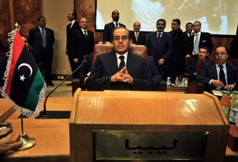 Ông Mahmoud Jibril, người đứng đầu chính quyền của phe đối lập tại Libya, trong cuộc họp của Liên đoàn Ảrập tại Cairo, Ai Cập hôm 27/8. Ảnh: AP.
