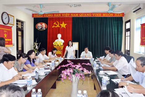 Đồng chí Vũ Thị Thu Thủy, Phó Chủ tịch UBND tỉnh, phát biểu kết luận buổi làm việc.