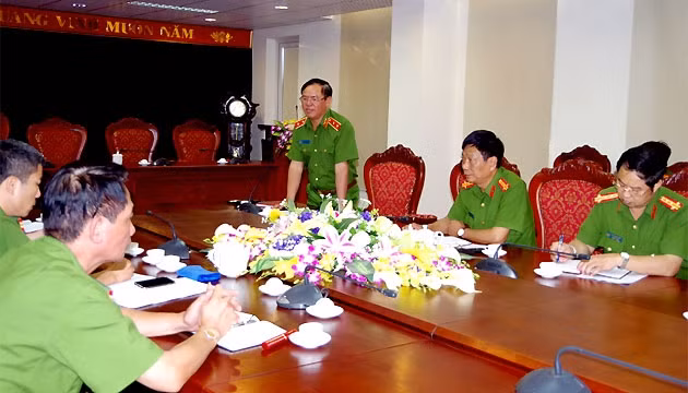 Trung tướng Trần Văn Vệ, quyền Tổng cục trưởng, Tổng cục cảnh sát (Bộ Công an) tại buổi làm việc.