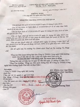 Văn bản giả mạo Tổng cục Hải quan.