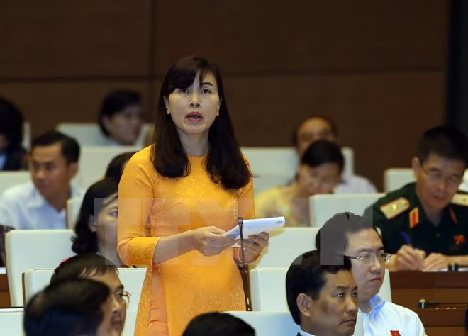 Đại biểu Quốc hội tỉnh Đắk Lắk Nguyễn Thị Xuân phát biểu. (Ảnh: Nguyễn Dân/TTXVN)