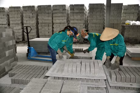 Sản xuất gạch không nung tại Công ty CP Dịch vụ môi trường Đông Khê (Đông Triều).