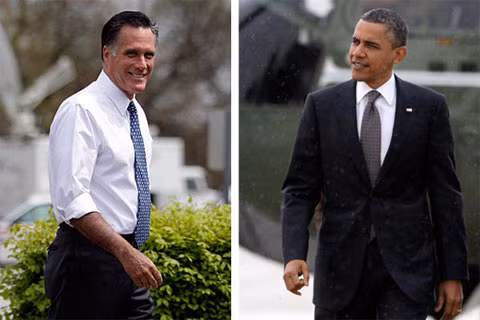 Hai ứng cử viên tổng thống Mỹ Mitt Romney và Barack Obama. Ảnh: AP