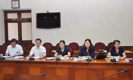 Lãnh đạo các ban xây dựng đảng, các đoàn thể tỉnh báo cáo tại buổi làm việc.