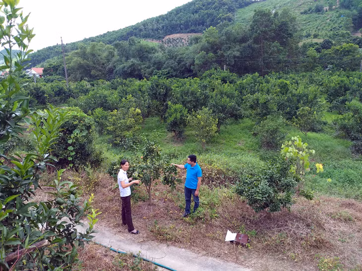 Chị Lê Thị Bảy trình bày ý tưởng làm mô hình du lịch sinh thái với cán bộ xã Vạn Yên(Vân Đồn) 