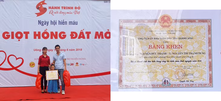 Gia đình anh chị Thành - Dung được nhận bằng khen của Chủ tịch UBND tỉnh 