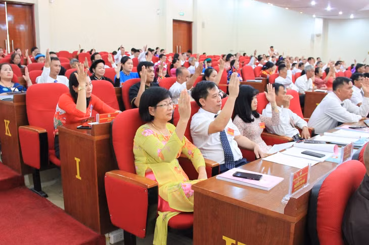 Các đại biểu tham gia hiệp thương cử ra thành viên Ủy ban MTTQ tỉnh nhiệm kỳ 2019-2024 tại Đại hội Đại biểu MTTQ tỉnh lần thứ XI.