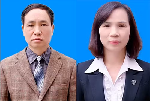Hai cựu phó giám đốc sở Phạm Văn Khuông (phải) và Triệu Thị Chính.