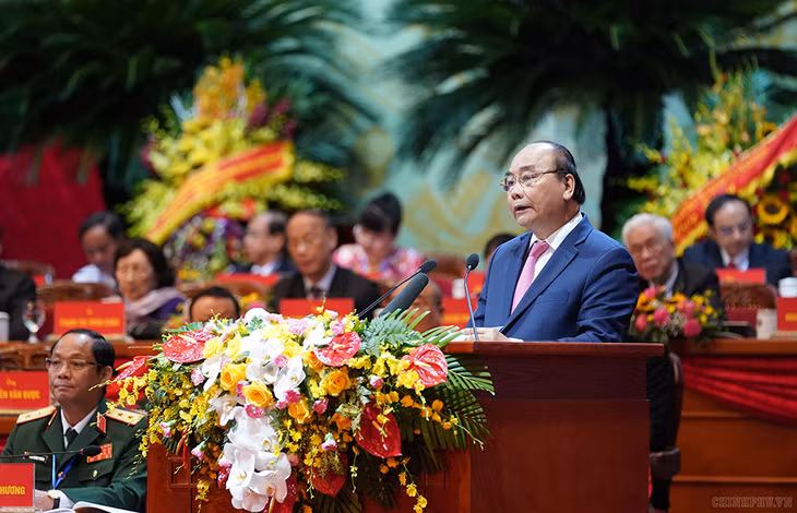 Thủ tướng Nguyễn Xuân Phúc phát biểu tại Đại hội - Ảnh: VGP/Quang Hiếu