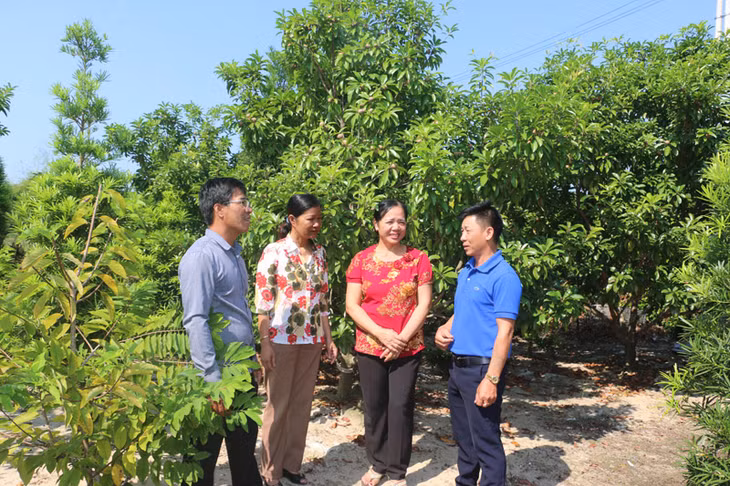 Các đồng chí đảng viên chi bộ thôn Nam Đồng đến thăm hỏi tình hình sản xuất của bà con trong thôn.